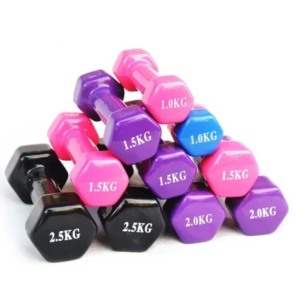 New Trend Exercise Smooth Frosting  Dip Molding Metal Plastic Anti-roll Dumbbell Rack