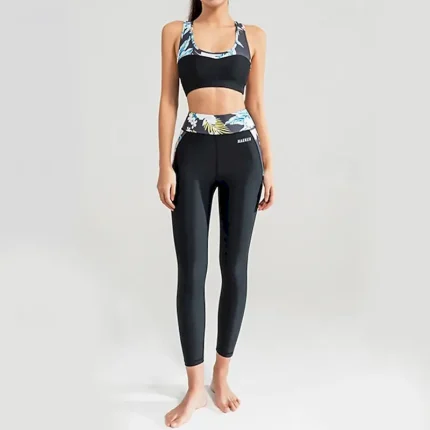 Women's 2 Piece Rash Guard Surfing Bra Swimsuit Pants Color-blocking UPF50+ Breathable Sleeveless with Built in Bra Surfing Canoeing Snorkeling Summer