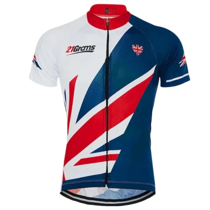 Men's Cycling Jersey Patterned UK National Flag Short Sleeve Bike Jersey Top with 3 Rear Pockets Mountain Bike MTB Road Bike Cycling UV Resistant Quick Dry Back Pocket Moisture Wicking Sports White